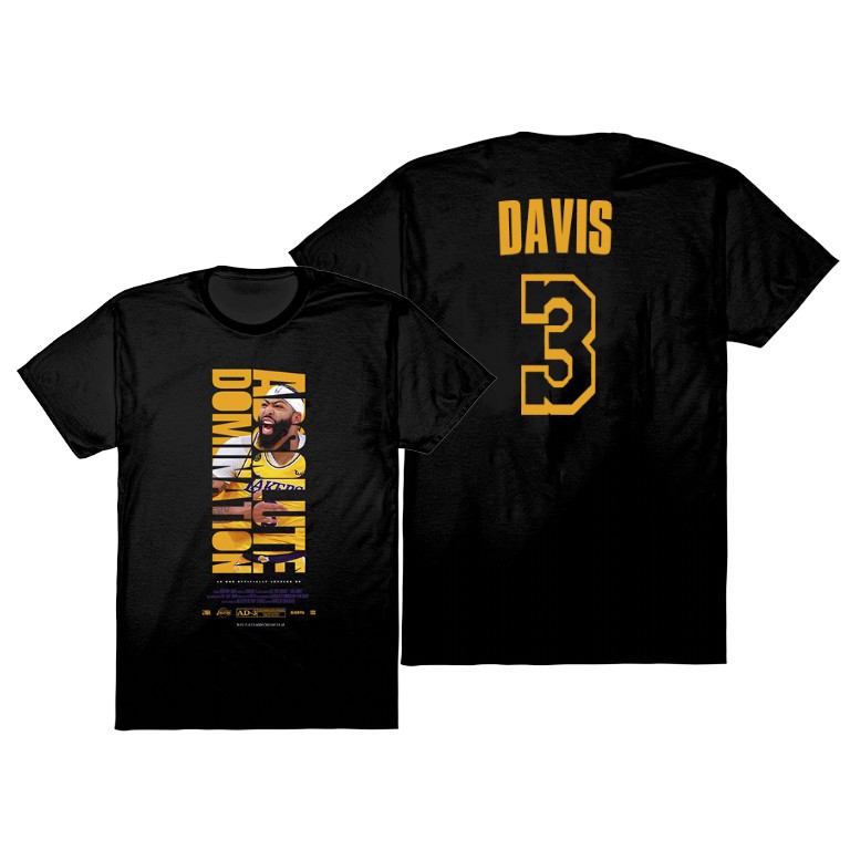 Men's Los Angeles Lakers Anthony Davis #3 NBA Check The Credits Absolute Domination BR Black Basketball T-Shirt OOX1083XX